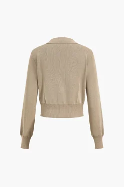 MICAS Knitwear|Knit Sets-Cropped Button-Up Knit Top And Maxi Skirt Set