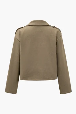 MICAS Outerwear|Outerwear-Cropped Double-Breasted Coat MOCHA