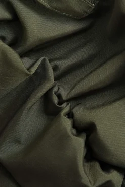 MICAS Outerwear|Outerwear-Cropped Ruched Stand Collar Jacket MILITARY