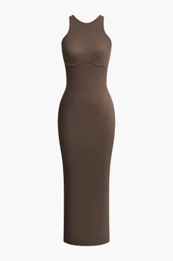 MICAS Midi Dresses-Cross Backless Slit Midi Dress