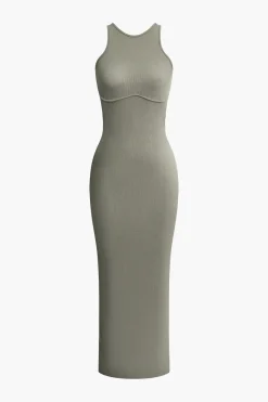 MICAS Midi Dresses-Cross Backless Slit Midi Dress