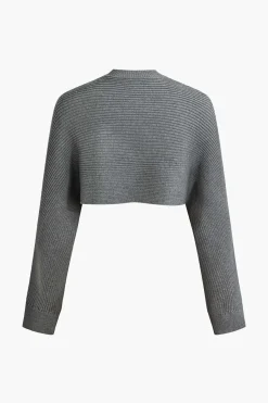 MICAS Skirt Sets-Cross Cut Out Crop Top And Asymmetrical Drawstring Mini Dress Set GRAY