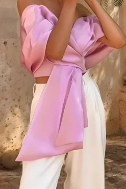 MICAS Tank Tops & Cami-Cross Off Shoulder Tank Top PALEVIOLETRED