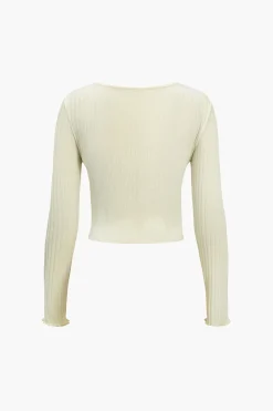 MICAS Long Sleeve Tops|Long Sleeves Tops-Crossed Long-Sleeve Top BEIGE