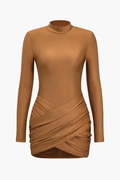MICAS Long Sleeve Dresses|Mini Dresses-Crossed Mini Dress