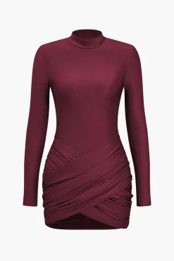 MICAS Long Sleeve Dresses|Mini Dresses-Crossed Mini Dress