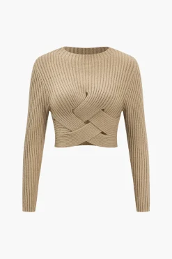 MICAS Knitwear|Knit Tops-Crossed Sweater Long-Sleeve Top