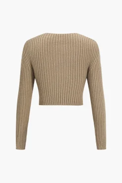 MICAS Knitwear|Knit Tops-Crossed Sweater Long-Sleeve Top