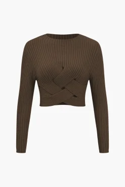 MICAS Knitwear|Knit Tops-Crossed Sweater Long-Sleeve Top
