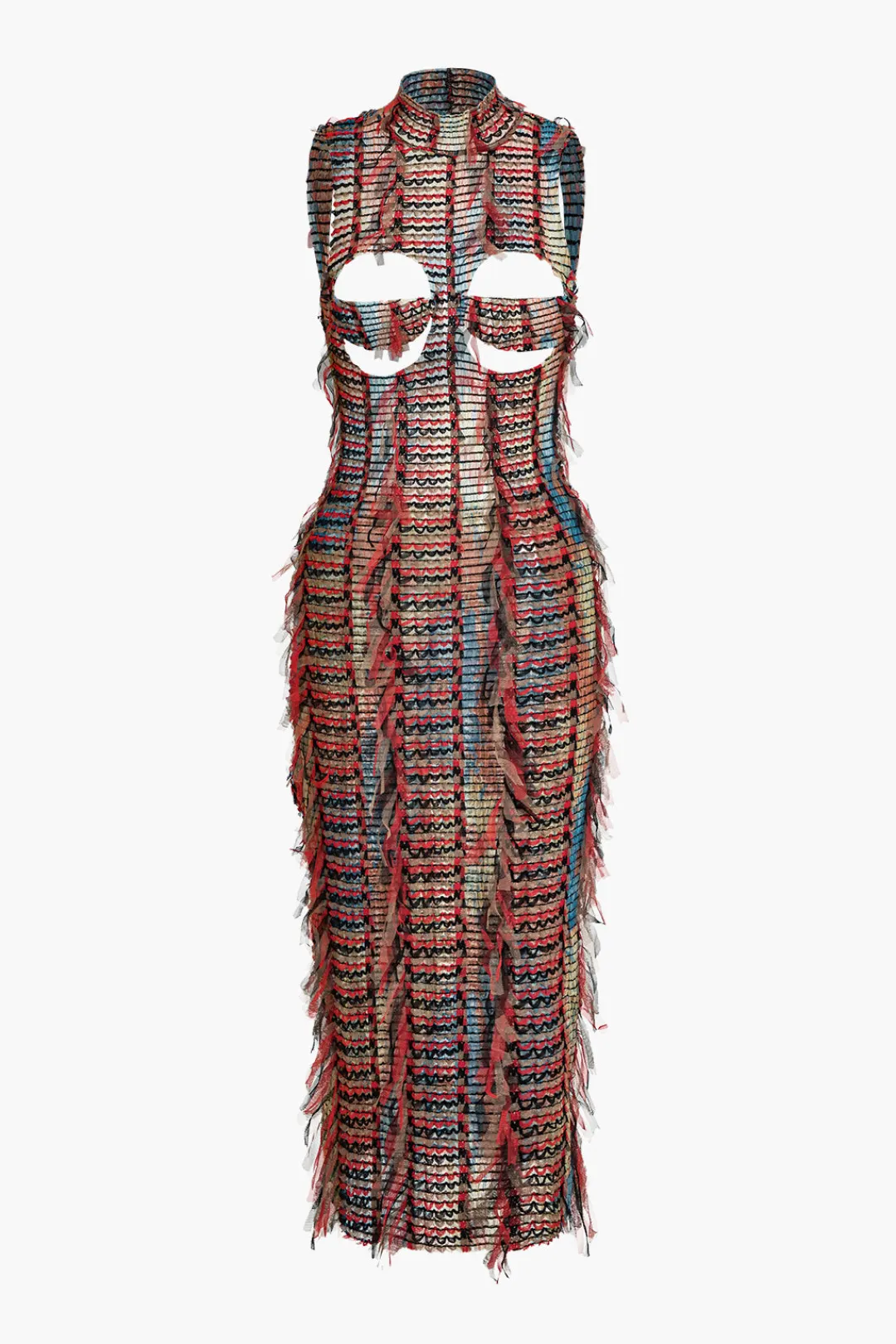 MICAS Midi Dresses-Cut Out Backless Ripped Midi Dress RED