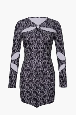 MICAS Long Sleeve Dresses|Mini Dresses-Cut Out Bodycon Mini Dress BLACK