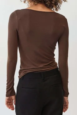 MICAS Long Sleeve Tops|Long Sleeves Tops-Cut Out Knot Long-Sleeve Top BROWN