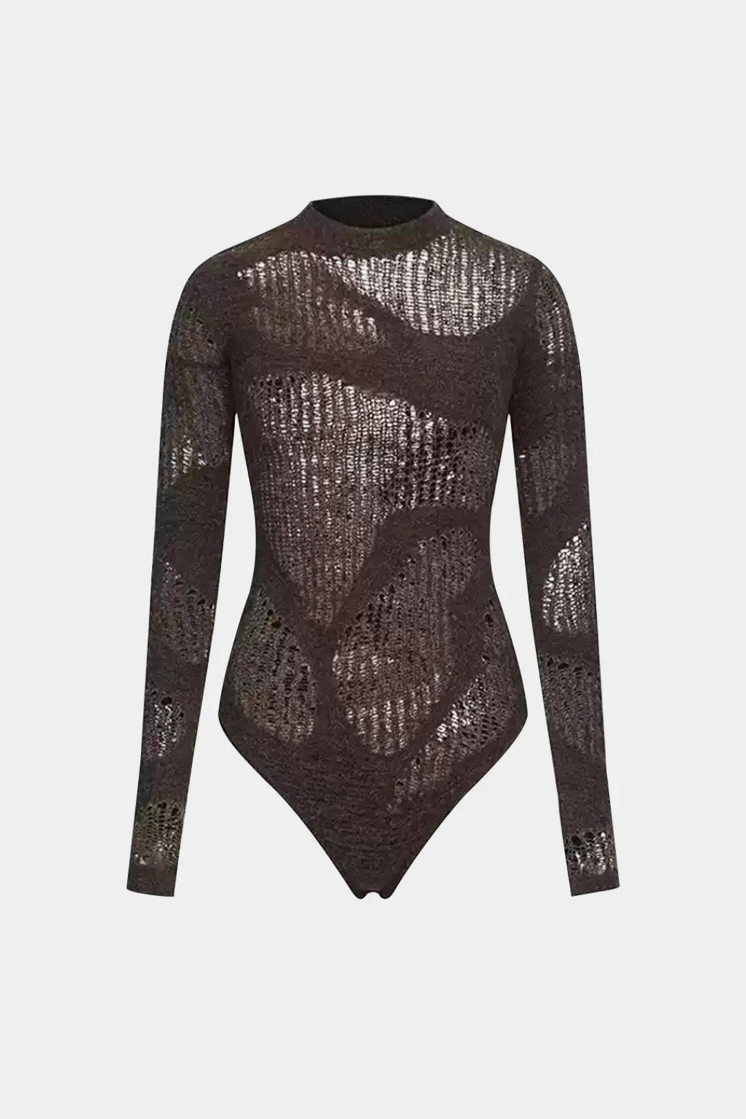 MICAS Bodysuits-Cut Out Long Sleeve Bodysuit BROWN