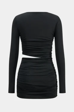MICAS Long Sleeve Dresses|Mini Dresses-Cut Out Long Sleeve Mini Dress BLACK