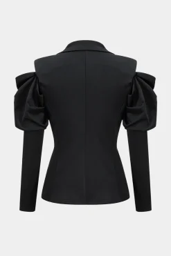 MICAS Outerwear|Blazers-Cut Out Notched Lapel Blazer BLACK