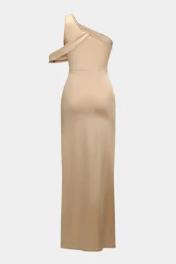 MICAS Midi Dresses-Cut Out One Shoulder Sleeveless Midi Dress WHEAT