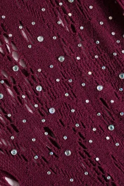 MICAS Bodysuits-Cut Out Rhinestone Long Sleeve Bodysuit