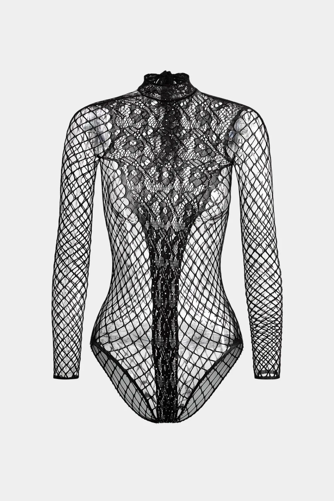 MICAS Bodysuits-Cut Out Rhinestone Long Sleeve Bodysuit