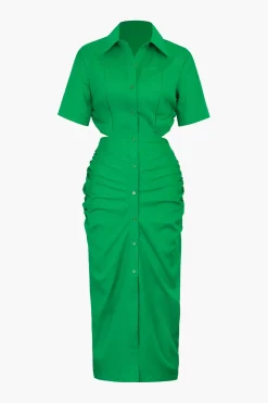 MICAS Midi Dresses-Cut Out Ruched Midi Shirt Dress