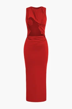 MICAS Maxi Dresses-Cut Out Ruched Tank Maxi Dress