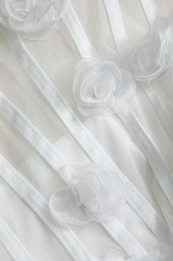 MICAS Mini Dresses-3D Floral Mesh Sheer Strapless Sleeveless Mini Dress