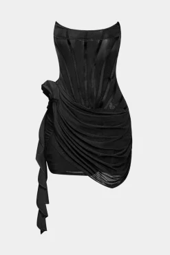 MICAS Mini Dresses-3D Floral Ruffle Corset Mini Dress