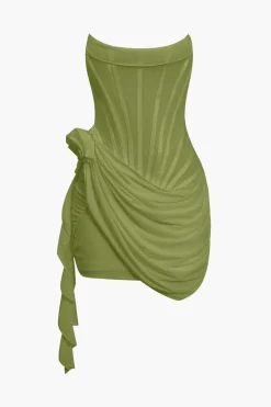 MICAS Mini Dresses-3D Floral Ruffle Corset Mini Dress