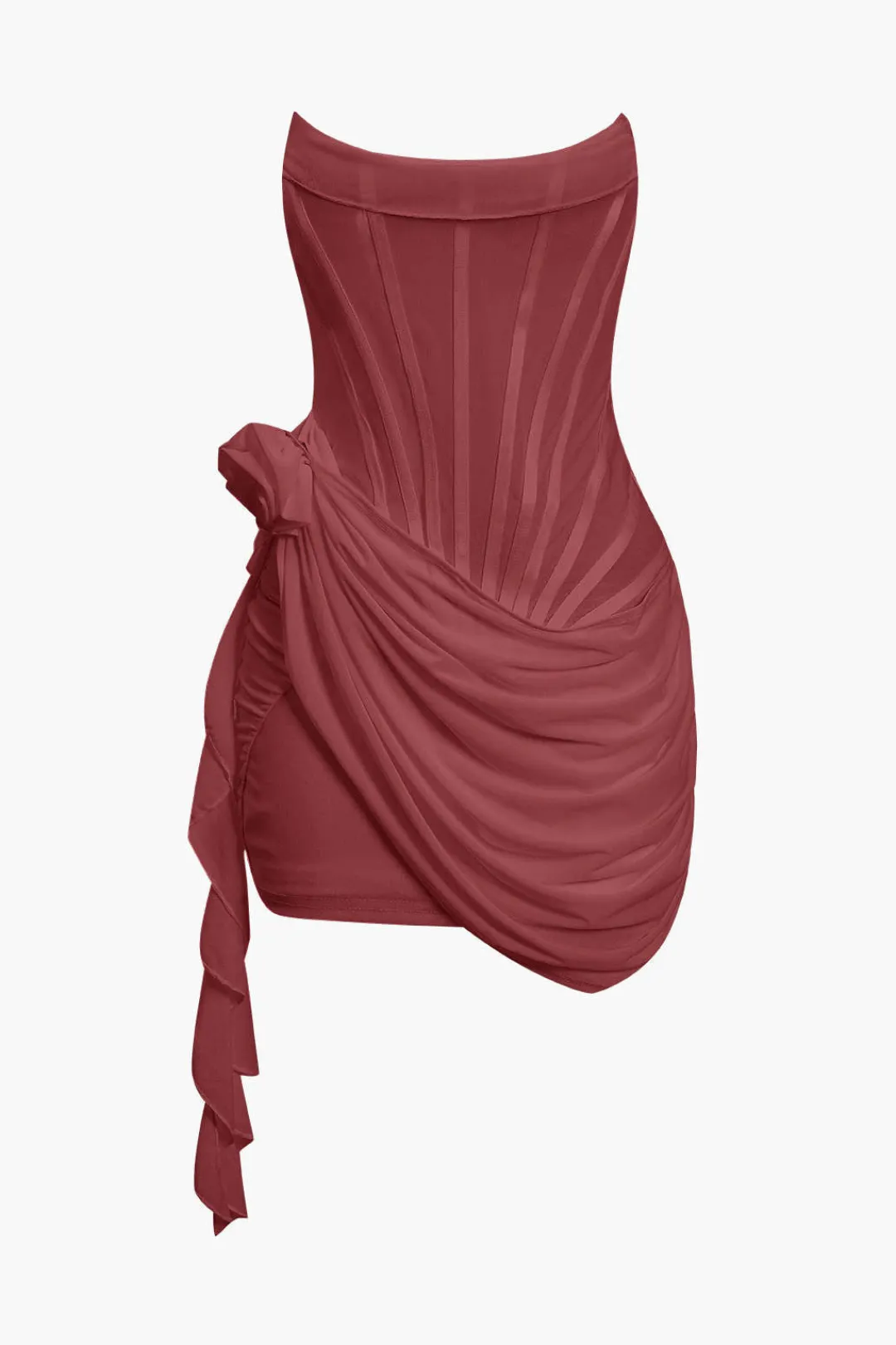 MICAS Mini Dresses-3D Floral Ruffle Corset Mini Dress