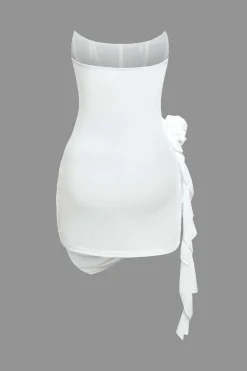 MICAS Mini Dresses-3D Floral Ruffle Corset Mini Dress