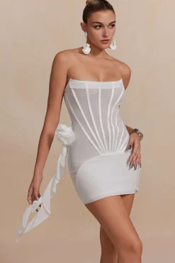 MICAS Mini Dresses-3D Floral Ruffle Corset Mini Dress