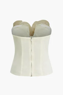 MICAS Tube Tops-3D Floral Strapless Tube Top IVORY