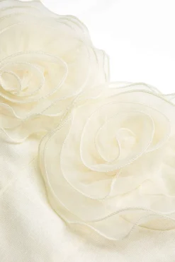 MICAS Tube Tops-3D Floral Strapless Tube Top IVORY