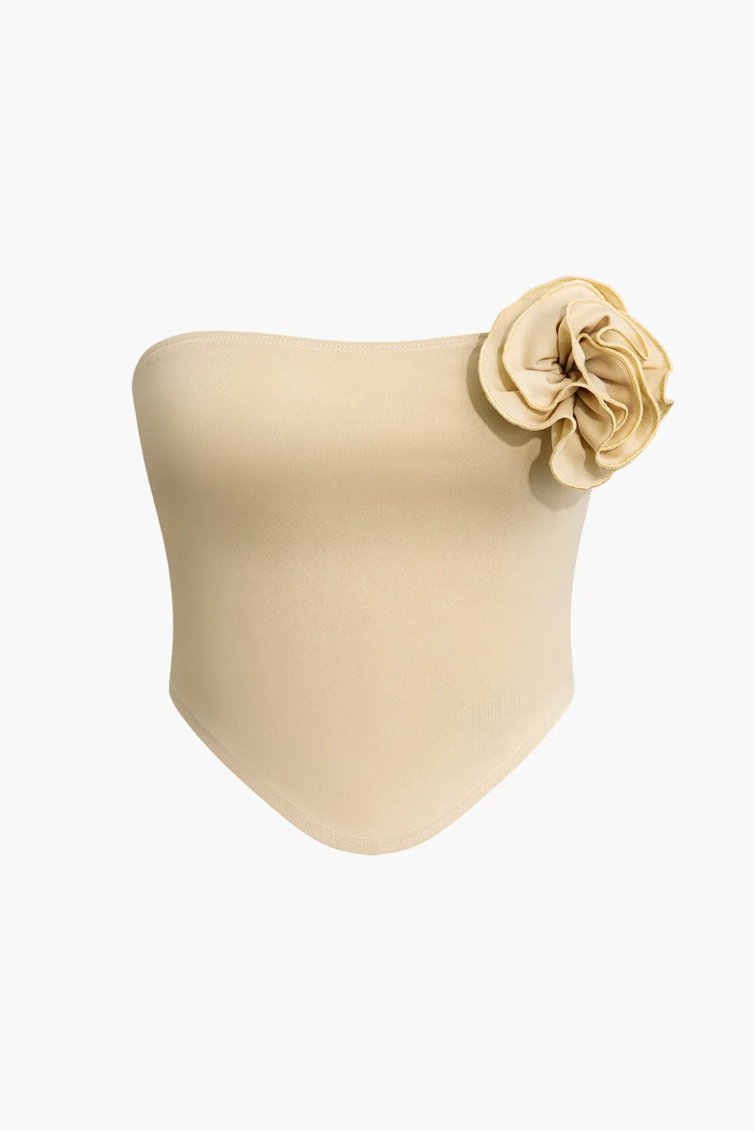 MICAS Skirt Sets|Vacation Sets-3D Floral Tube Top And Knot Mini Skirt Set KHAKI