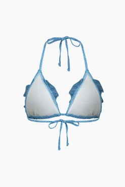 MICAS Vacation Sets|Swimwear-3D Flower Denim Halter Bikini Set BLUE