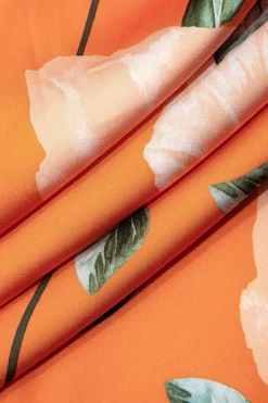 MICAS Swimwear|Vacation Sets-3D Flower Tie Halter Cut Out Swimsuit And Wrap Knot Cover Up Skirt Set ORANGE