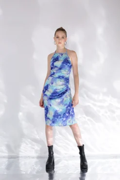 MICAS Mini Dresses-Deep In Outer Space Printed Dress BLUE