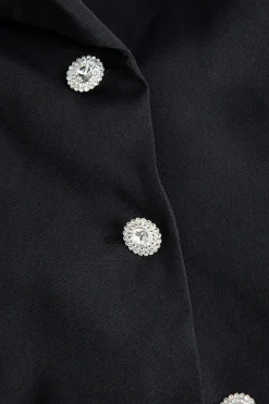 MICAS Mini Dresses|Long Sleeve Dresses-Deep V-neck Long Sleeve Suit Dress BLACK