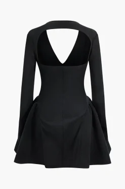 MICAS Mini Dresses-Deep V-Neck Mini Dress BLACK