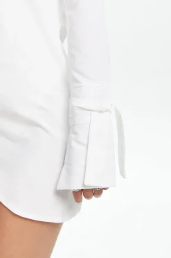 MICAS Mini Dresses-Deep V-neck Wrap Mini Shirt Dress