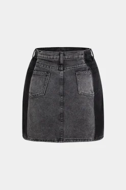 MICAS Skirts-Denim Button Pocket Skirt DARK GRAY
