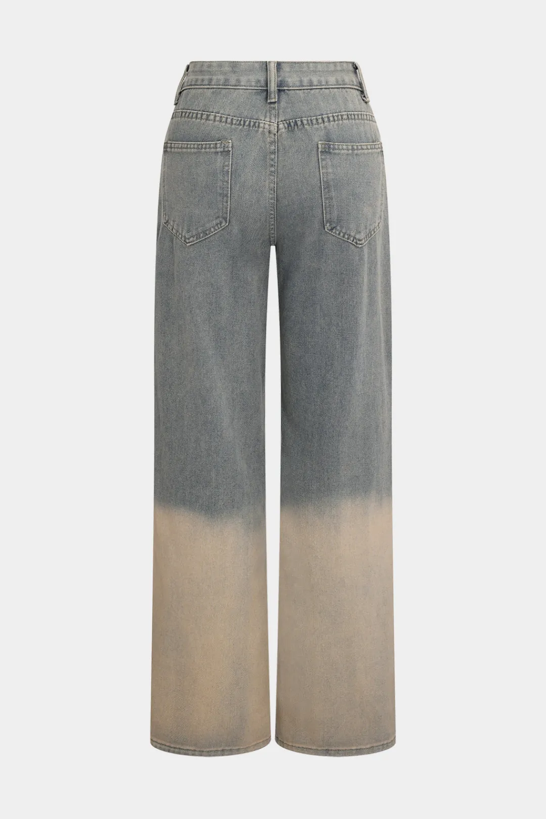 MICAS Jeans-Denim Faded Straight Leg Jeans Contrast Color