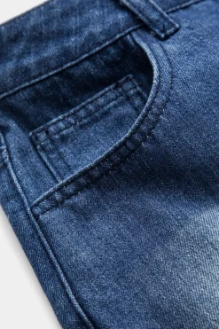 MICAS Skirts-Denim Faux Fur Patchwork Button Skirt DARK WASH BLUE