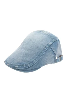MICAS Accessories-Denim Flat Cap LIGHT WASH BLUE