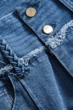 MICAS Pants-Denim High Waist Button Wide Leg Trousers SKY BLUE