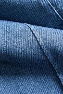 MICAS Pants-Denim High Waist Button Wide Leg Trousers SKY BLUE