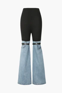 MICAS Pants-Denim Hybrid Flare Leg Pants BLUE