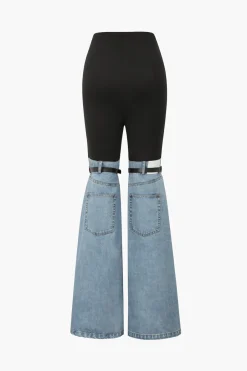 MICAS Pants-Denim Hybrid Flare Leg Pants BLUE