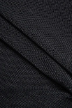 MICAS T-Shirts-Denim Mesh Patchwork Long Sleeve T-Shirt BLACK