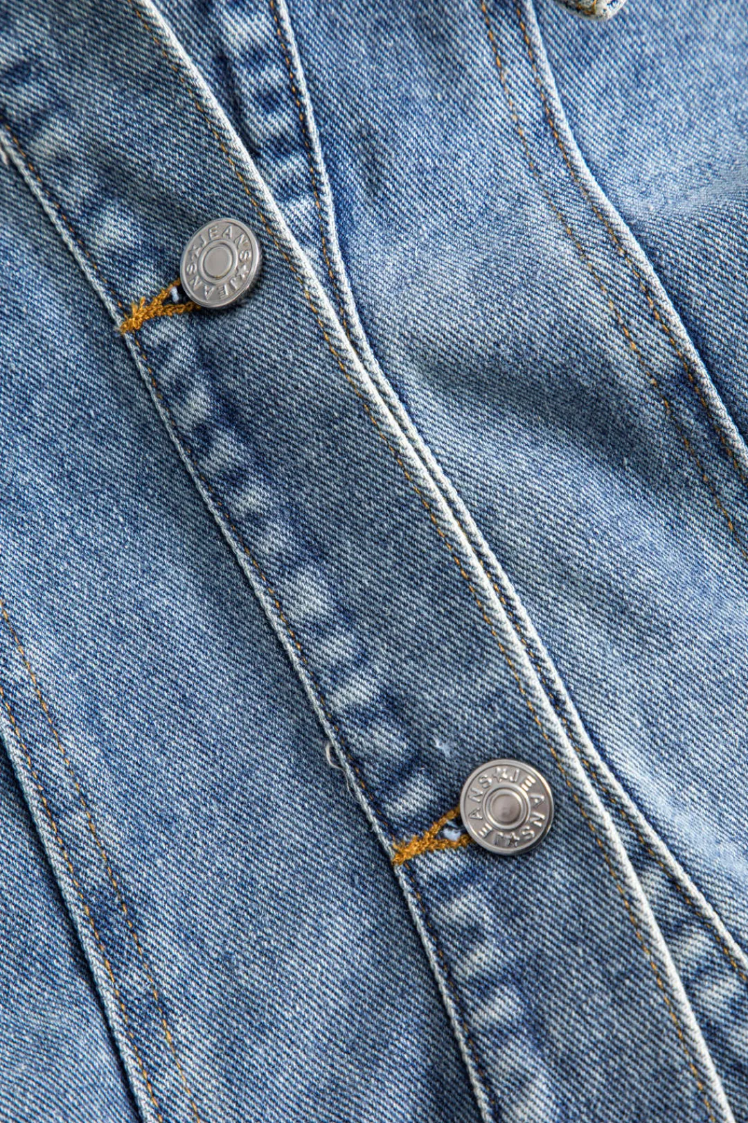 MICAS Outerwear|Outerwear-Denim Patchwork Button Pocket Long-Sleeve Coat Contrast Color