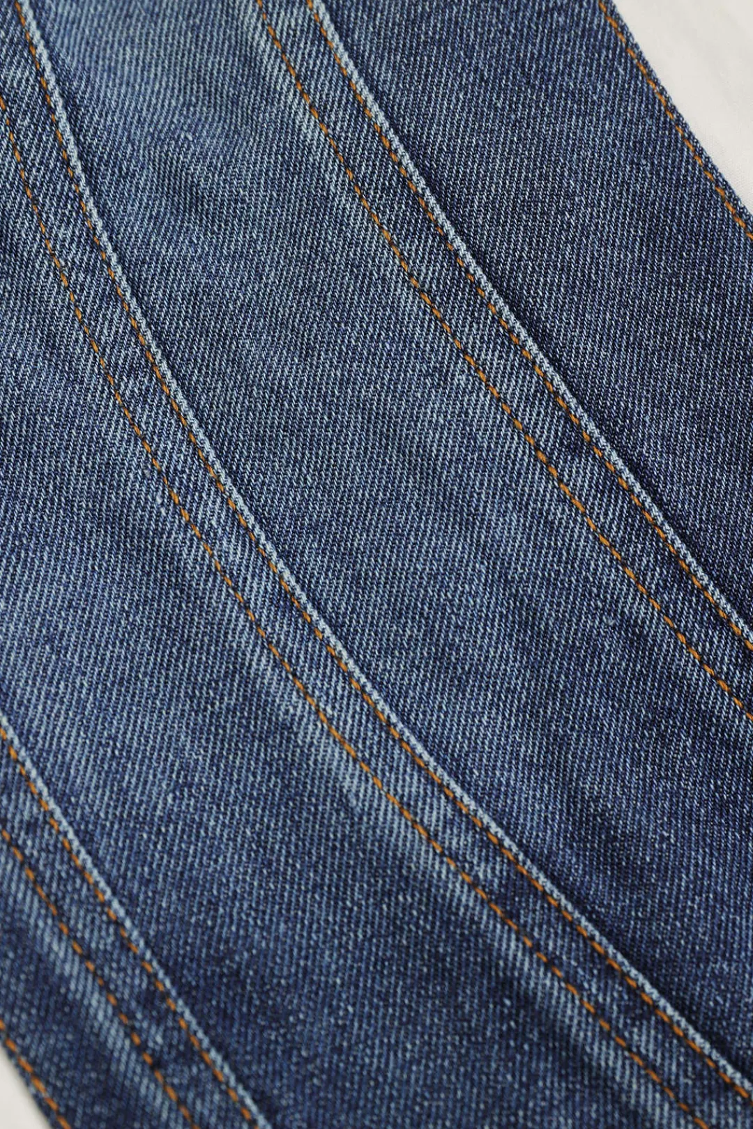 MICAS Long Sleeve Tops|Long Sleeves Tops-Denim Patchwork Corset Waist Long-Sleeve Shirt WHITE